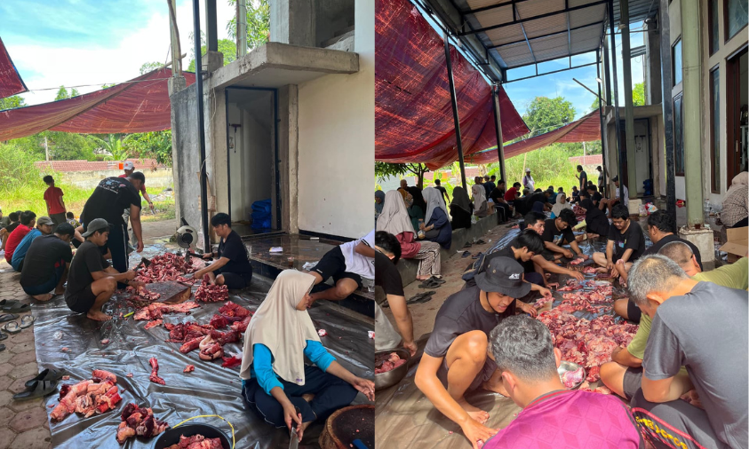 Semangat Gotong Royong Warnai Penyembelihan 10 Hewan Kurban di Masjid Sabiilul Muttaqiin Pada Idul Adha 1447 H