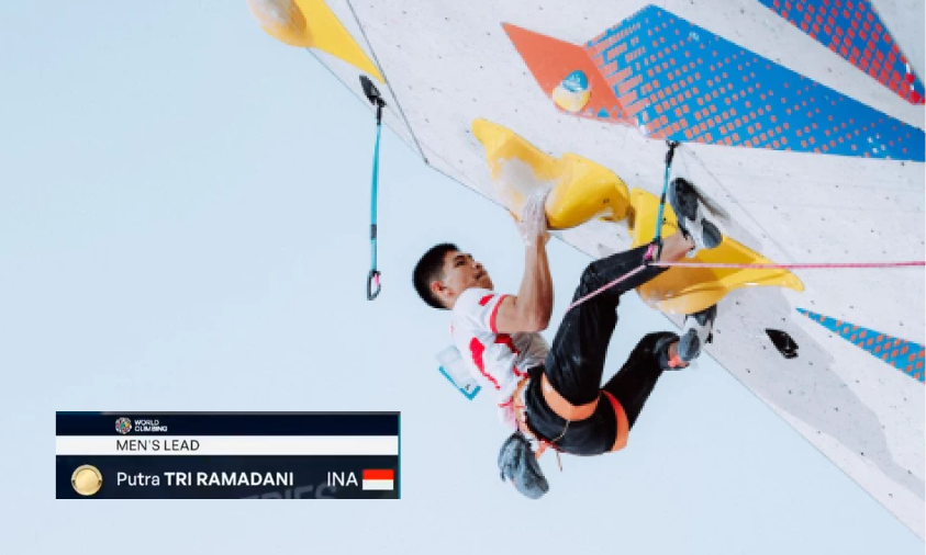 Putra Tri Ramadani Raih Emas Lead Pertama Indonesia di World Climbing Series Praha 2026