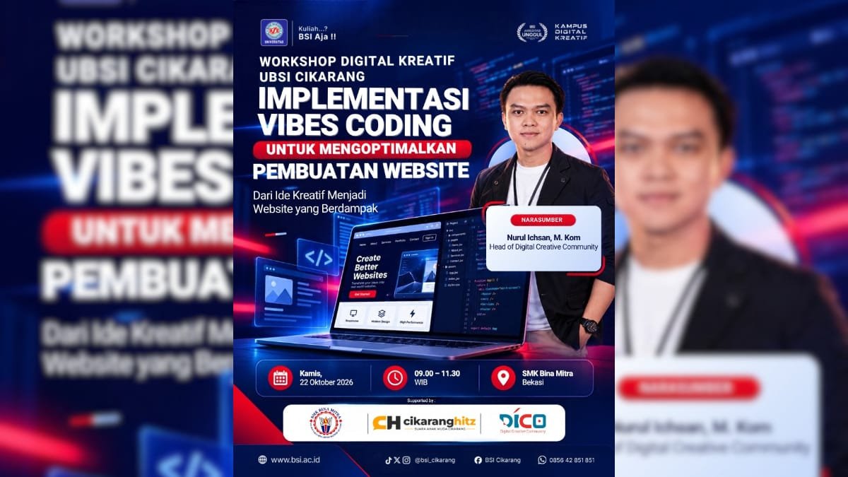 UBSI Cikarang Gelar Workshop Digital Kreatif di SMK Bina Mitra Bekasi, Ajak Siswa Mengenal Vibes Coding untuk Pembuatan Website